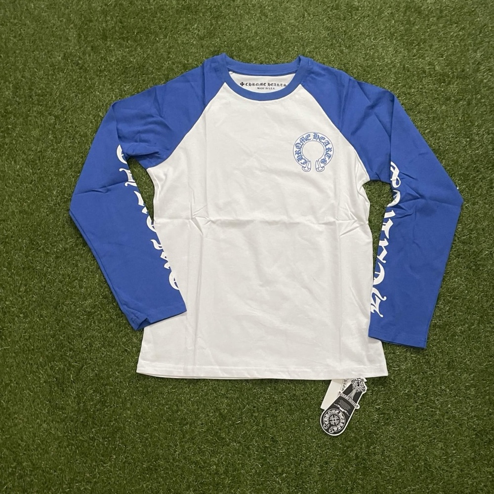 White and Blue CH logo tee horseshoe